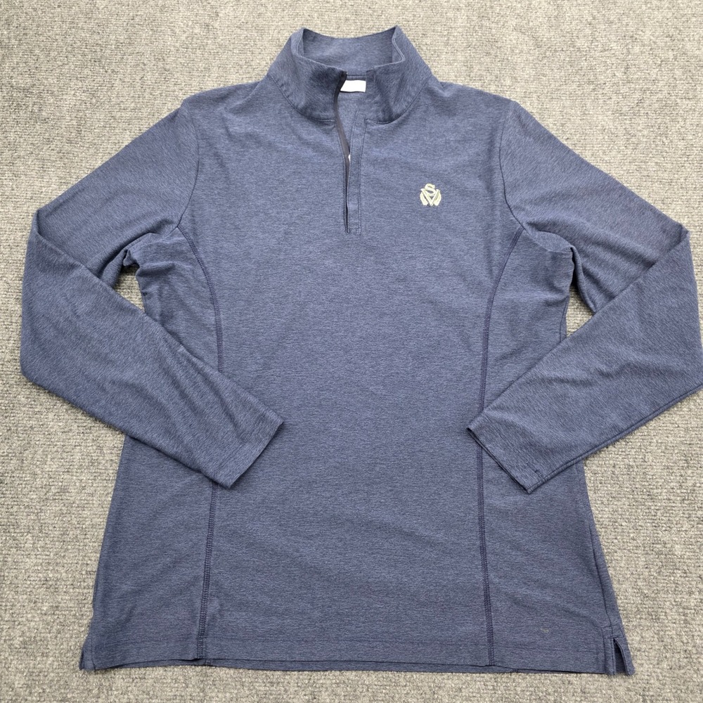Peter Millar Mens Large Blue Heather 1/4 Zip Pullover Spring Valley Golf